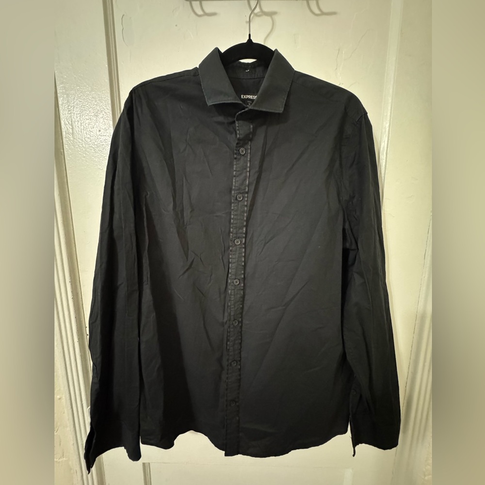 Express Slim Fit Black Long Sleeve Shirt - Size L